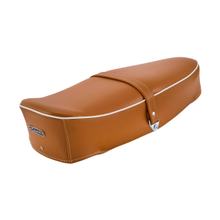 Sitzbank SIP Style Classic braun, orangebraun RAL 8023 mit Halteriemen für Vespa 125 VNA, VNB, GT, GTR, Super, TS, 150 VBA, VBB, GL, Sprint, V, Super, T4