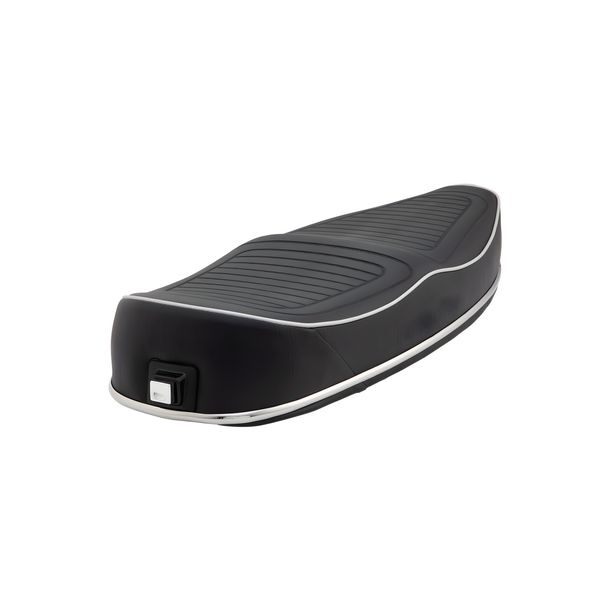 Sitzbank SIP Style schwarz, silber, mit Schloss für Vespa PX80-200, PE, Lusso, PX 1998, MY