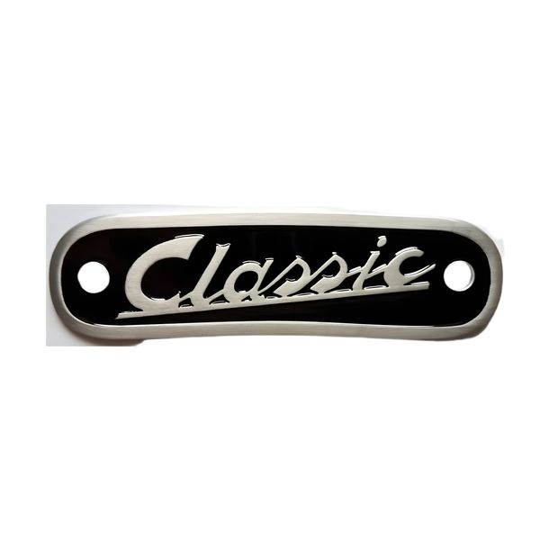 Emblema Banco SIP Style CLASSIC 66x18mm Aluminio para Piaggio Ape Calessino Diesel TM AC, Vespa Classic V1T PK S Elestart V9X1T V9B1T 1 GS VS1T 1 XL