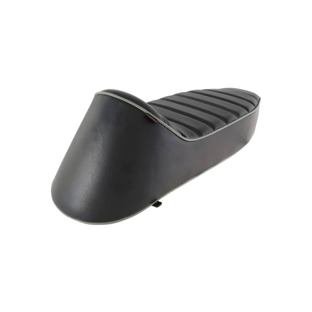 Sella SIP Style Longtail nera con cuciture a contrasto, bordino grigio per Vespa 50-125, PV, ET3