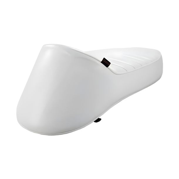 SIP Style Longtail seat bench, white stitched for Vespa 125 VNA, VNB, GT, GTR, Super, TS, 150 VBA, VBB, GL, Sprint, V, Super, T4