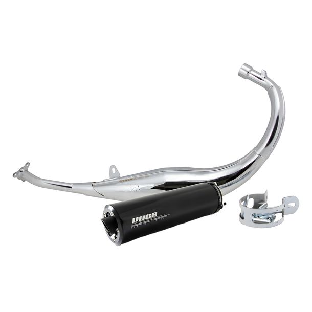 VOCA Racing verchroomde 50/70cc uitlaatdemper voor Derbi EBE, EBS, D50B Enduro, Supermoto