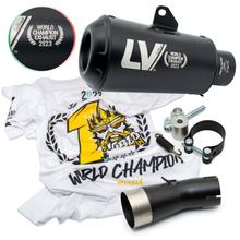 Limitovaná edice koncového tlumiče LeoVince LV-10 FULL BLACK WORLD CHAMPION RACING nerezová ocel černá pro Kawasaki Ninja 400 Bj. 2018 - 2021 E4 / Bj. 2022 - 2023 E5 / Z 400 Bj. 2019 - 2021 E4 / Bj. 2022 - 2023 E5