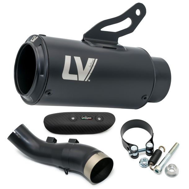 Rear silencer LeoVince LV CORSA S FULL BLACK with approval, black stainless steel & carbon heat shield for Kawasaki Z 900 A2 Year 2018 - 2024 E4 / E5 / Year 2025 - 2026 E5+ / Z 900 Year 2017 - 2019 E4 / Year 2025 - 2026 E5+