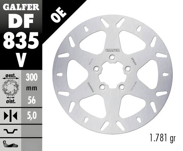 Bremsscheibe Galfer DF835V ROUND mit ECE R90 Zulassung, starr vorne 300x5mm (2 benötigt) für Harley Davidson CVO Street Glide FLHXSE XL CA CB Custom T Super Low V Seventy-Two Bj. 2007 - 2024