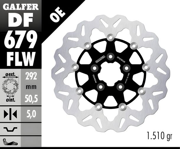Brake disc Set Galfer 2x DF679FLW WAVE® with ECE R90 approval, floating front 292x5mm for Harley Davidson FLSTC Fat Boy XLH Sportster Hugger Heritage Softail Classic FXSTC Year 1984 - 2011