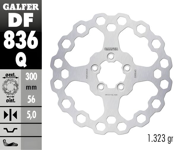 Remschijf Galfer DF836Q CUBIQ® met ECE R90-goedkeuring, stijf achter 300x5mm voor Harley Davidson CVO Street Glide FLHXSE Electra Ultra Classic FLHTCU FLSB Sport FLTR Road Bouwjaar 2007 - 2024