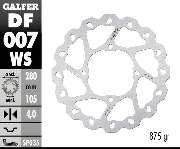 Bremsscheibe Galfer DF007WS WAVE® Racing Oversize starr hinten 280x4mm für Honda Faze NSS Forza X EX SH A i 125 - 300 ccm