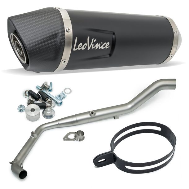 Auspuffanlage komplett LeoVince LV ONE EVO RACING Black Edition Edelstahl schwarz, Carbon Kappe für Yamaha MT-125 / XSR / YZF-R 125 Bj. 2021 - 2024 E5 / Bj. 2025 - 2026 E5+