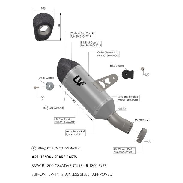 LeoVince Exhaust Trim Exhaust Replacement Part Cap Silencer, Stainless Steel