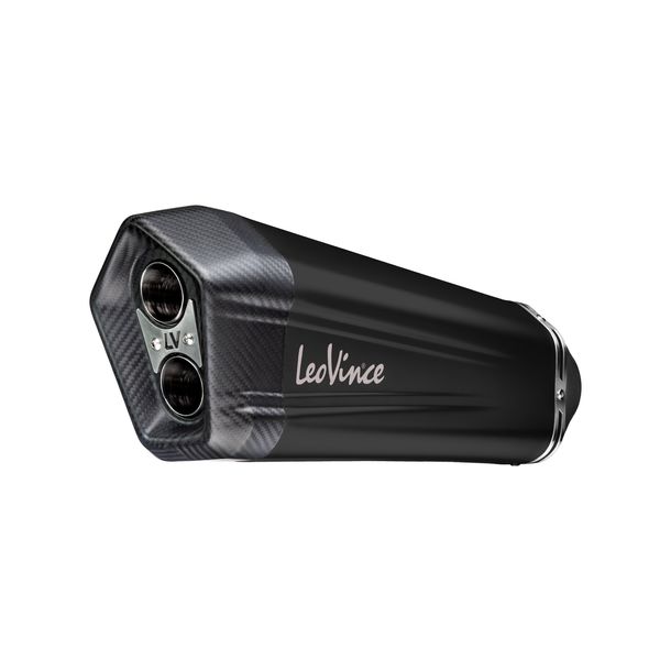 Universal rear silencer kit LeoVince LV-12 RACING Black Edition stainless steel black, carbon cap, Ø 75mm