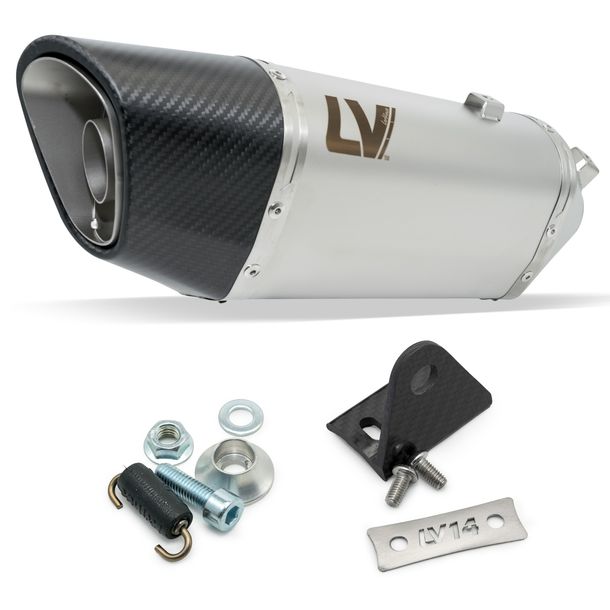 Universal muffler kit LeoVince LV-14 R RACING stainless steel, carbon cap, Ø 54mm, 250mm