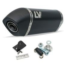 Zestaw tłumika końcowego uniwersalnego LeoVince LV-14 RACING Black Edition stal nierdzewna czarna, nakładka z karbonu, Ø 50mm, 270mm