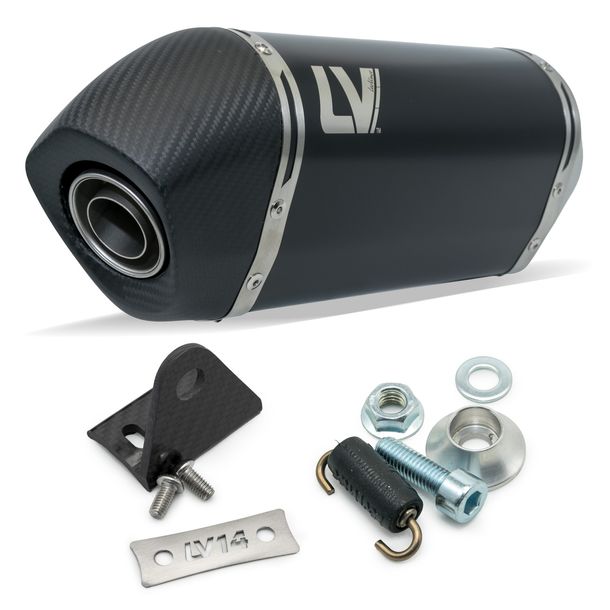 Rear silencer kit universal LeoVince LV-14 RACING Black Edition stainless steel black, carbon end cap, Ø 54mm, 250mm