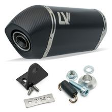 Zestaw tłumika końcowego uniwersalnego LeoVince LV-14 RACING Black Edition stal nierdzewna czarna, końcówka karbonowa, Ø 54mm, 250mm