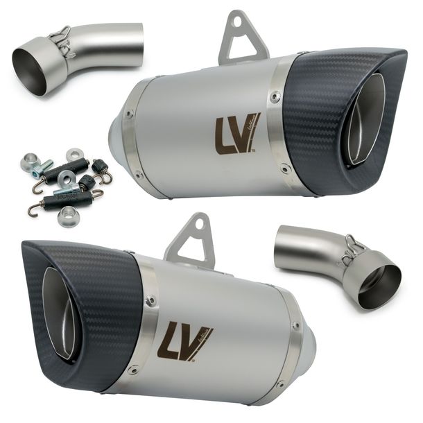 Silenziatore finale LeoVince 2x LV PRO RACING in acciaio inossidabile, tappo in carbonio per Ducati Hypermotard 698 Mono / RVE anno 2024 - 2026 E5+