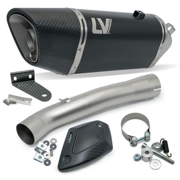 Endschalldämpfer LeoVince LV-14 R RACING Black Edition Edelstahl schwarz, Carbon Kappe & Hitzeschild für Honda CB 1000 Hornet / SP Bj. 2025 - 2026 E5+