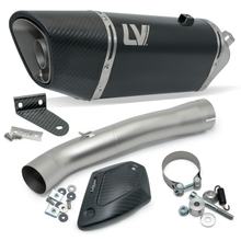 Silenciador final LeoVince LV-14 R RACING Black Edition acero inoxidable negro, tapa de carbono y protector térmico para Honda CB 1000 Hornet / SP año 2025 - 2026 E5+