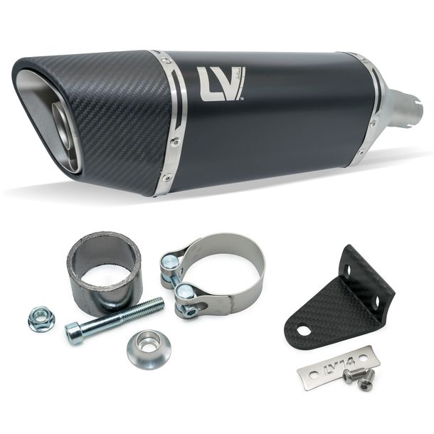 Rear silencer LeoVince LV-14 R RACING Black Edition stainless steel black, carbon cap for Honda Forza 750 year 2021 - 2024 E5 / Forza / X-ADV 750 year 2025 - 2026 E5+ / X-ADV 750 year 2017 - 2024 E4