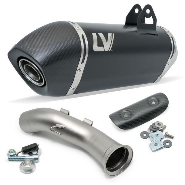 Rear silencer LeoVince LV-14 RACING Black Edition stainless steel black, carbon cap & heat shield for Husqvarna Svartpilen 801 year 2024 - 2026 E5+