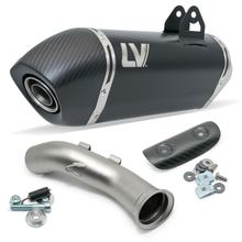 Endschalldämpfer LeoVince LV-14 RACING Black Edition Edelstahl schwarz, Carbon Kappe & Hitzeschild für Husqvarna Svartpilen 801 Bj. 2024 - 2026 E5+