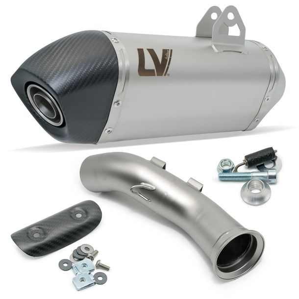 Endschalldämpfer LeoVince LV-14 RACING Edelstahl, Carbon Kappe & Hitzeschild für Husqvarna Svartpilen 801 Bj. 2024 - 2026 E5+