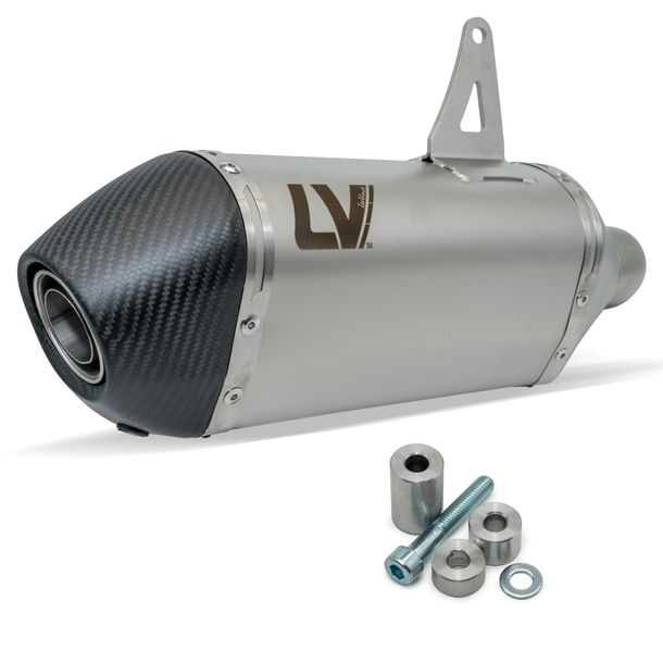 Silenziatore posteriore LeoVince LV-14 RACING in acciaio inossidabile, tappo in carbonio per Moto Guzzi Stelvio 1000 anno 2024 - 2026 E5+