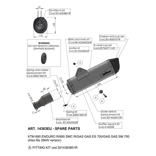 Riveting LeoVince exhaust replacement part riveting band incl. rivets