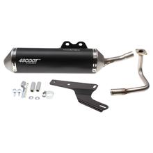 Uitlaat Tecnigas 4SCOOT TRE zwart geanodiseerd met typegoedkeuring voor AGM Flash, BTC Jet Old Classic Benzhou City Star Berini Dolce Vita Speedy Pegasus