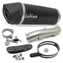 B-Ware, Endschalldämpfer LeoVince SLIP-ON LV ONE EVO Black Edition mit Zulassung, Edelstahl schwarz, Carbon Kappe & Hitzeschild für Honda XL Transalp 750 ccm Bj. 2023 - 2024