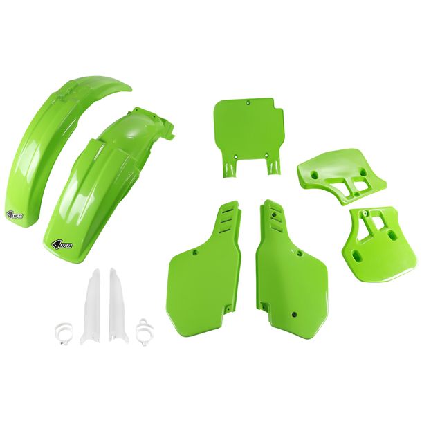 Kit de carenado UFO PLAST 9 piezas. Set de carenado de plástico con protector de horquilla para Kawasaki KX 500 ccm Año 1993 - 1995