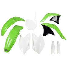 Sada dílů opláštění UFO PLAST 9-dílná, sada opláštění z plastu s krytem vidlic pro Kawasaki KX F 250 ccm Bj. 2007
