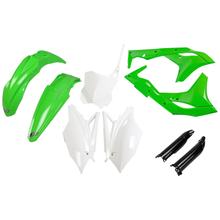 Kit de carenado UFO PLAST 9 piezas. Juego de carenado de plástico con protección de horquilla para Kawasaki KX F 250 ccm Año 2018 - 2020