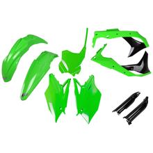 Kit de carenado UFO PLAST 9 piezas. Juego de carenado de plástico con protección de horquilla para Kawasaki KX F 250 ccm Año 2018 - 2020