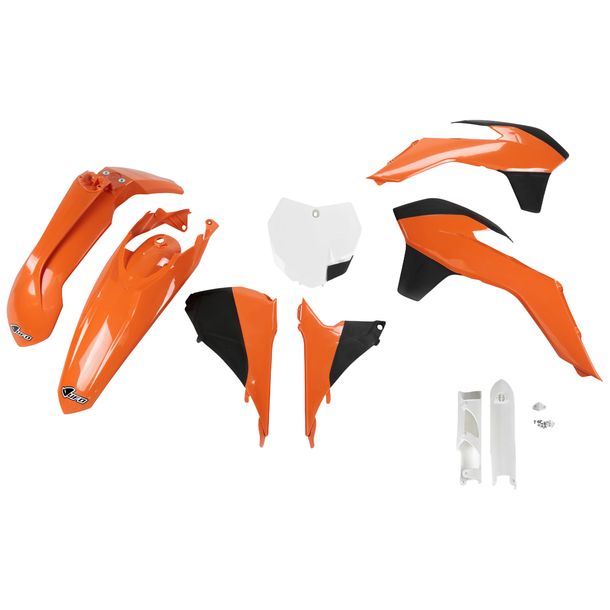 UFO PLAST 9-piece Fairing Kit Plastic fairing set with fork protectors for KTM SX SX-F 125 - 450 ccm YOM 2013 - 2014