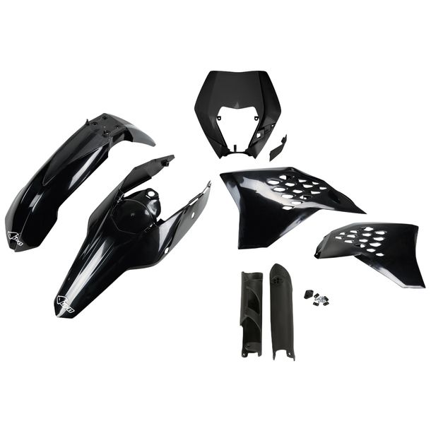Verkleidungskit UFO PLAST 7-teilig Verkleidungssatz Kunststoff mit Gabelschutz für KTM EXC Sixdays EXC-F 125 - 500 ccm Bj. 2009 - 2011