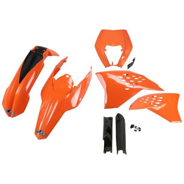 Verkleidungskit UFO PLAST 7-teilig Verkleidungssatz Kunststoff mit Gabelschutz für KTM EXC Sixdays EXC-F 125 - 500 ccm Bj. 2009 - 2011