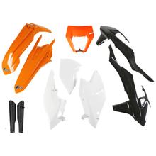 Kit de carenado UFO PLAST 10 piezas. Juego de carenado de plástico con protección para horquillas para KTM EXC Sixdays EXC-F 125 - 500 ccm Año 2017 - 2019