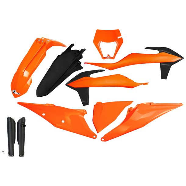 Verkleidungskit UFO PLAST 10-teilig Verkleidungssatz Kunststoff mit Gabelschutz für KTM EXC Sixdays EXC-F 125 - 500 ccm Bj. 2020 - 2023