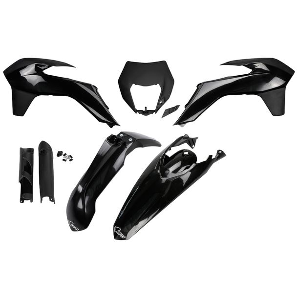 Kit de carénage UFO PLAST 7 pièces, jeu de carénage en plastique avec protection de fourche pour KTM EXC Sixdays EXC-F 125 - 500 ccm Année de fabrication 2014 - 2015