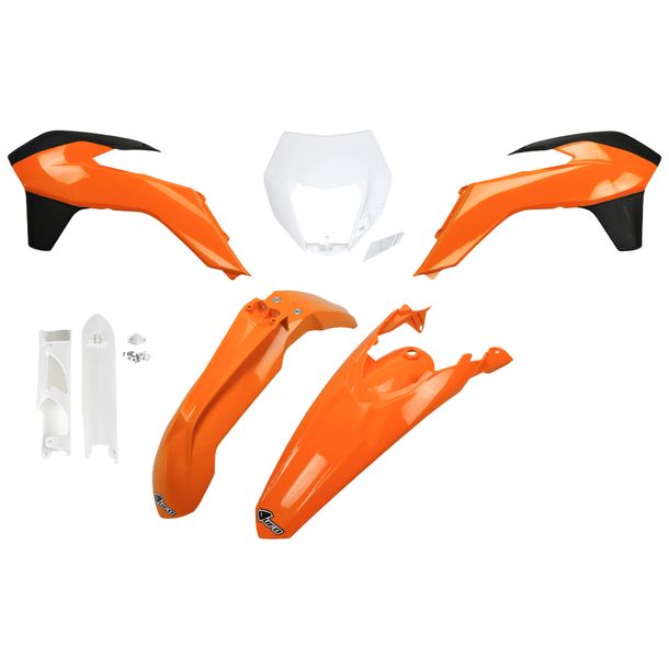Verkleidungskit UFO PLAST 7-teilig Verkleidungssatz Kunststoff mit Gabelschutz für KTM EXC Sixdays EXC-F 125 - 500 ccm Bj. 2014 - 2015