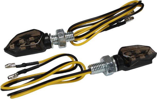 Mini LED knipperlicht MXT met goedkeuring 12V zwart getint universeel, 2 stuks voor motorfiets / motor scooter / Sumo / Enduro