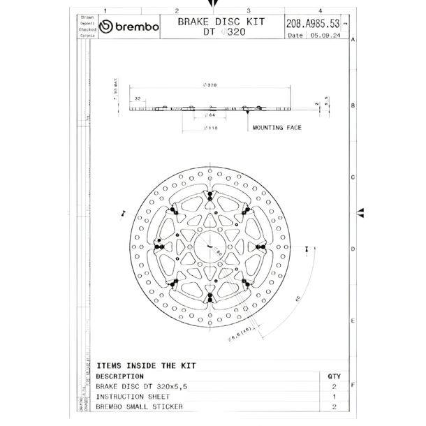 Brake disc Brembo T-Drive 208A98553 with approval, floating front 2 pieces – Bild 2