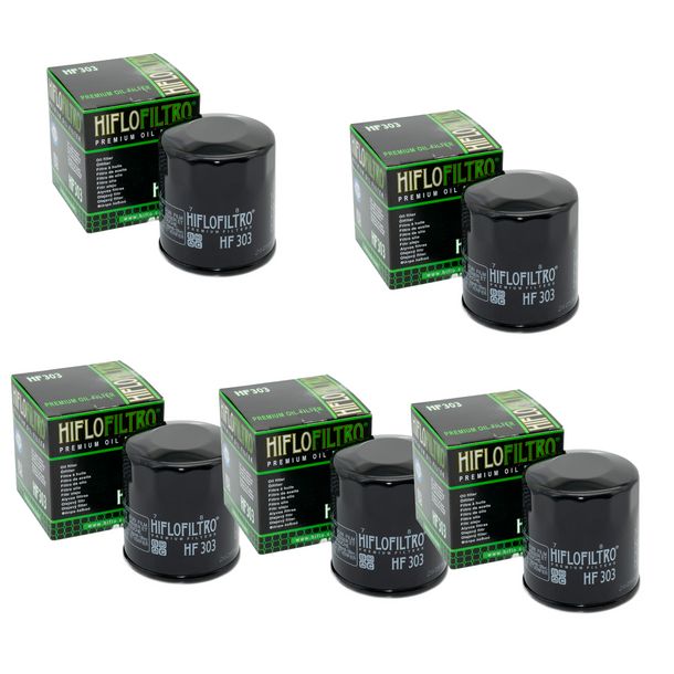 Filtro de aceite Hiflo HF303 x5 Paquete para Motocicletas Yamaha Kawasaki Honda