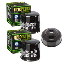 2x Ölfilter Hiflo HF204 + Ölfilterschlüssel für Honda Kawasaki Triumph Yamaha