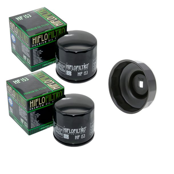Hiflo 2x Oliefilters HF153 + Oliefiltersleutel voor Ducati Monster/Diavel