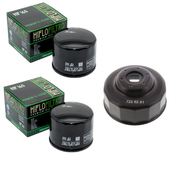 Hiflo 2x Ölfilter HF160 + Ölfilterschlüssel BMW S1000RR M1000 HP4