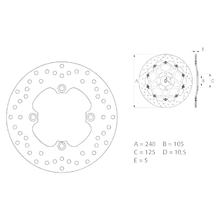 Disque de frein Brembo Oro 108489952 avec homologation, rigide 240x5mm