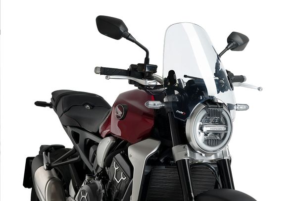 Windschild Puig Custom II mit ABE für Triumph Bonneville T100, Yamaha XVS125 Dragstar, Honda CG 125, Kawasaki EN500, Suzuki C800 Intruder, Hyosung GV250 Aquila, BMW R Ninet, Benelli Leoncino 500