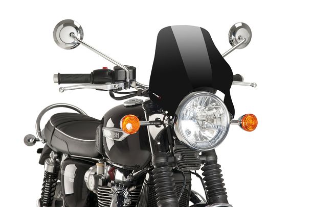 Windschild Puig Naked mit ABE für Honda CBF250, Triumph Bonneville, Suzuki GN250, Kawasaki W800, Yamaha SR500, Cagiva Raptor 125, Moto Guzzi V7 III Stone 750, Royal Enfield Continental GT 650, Ducati